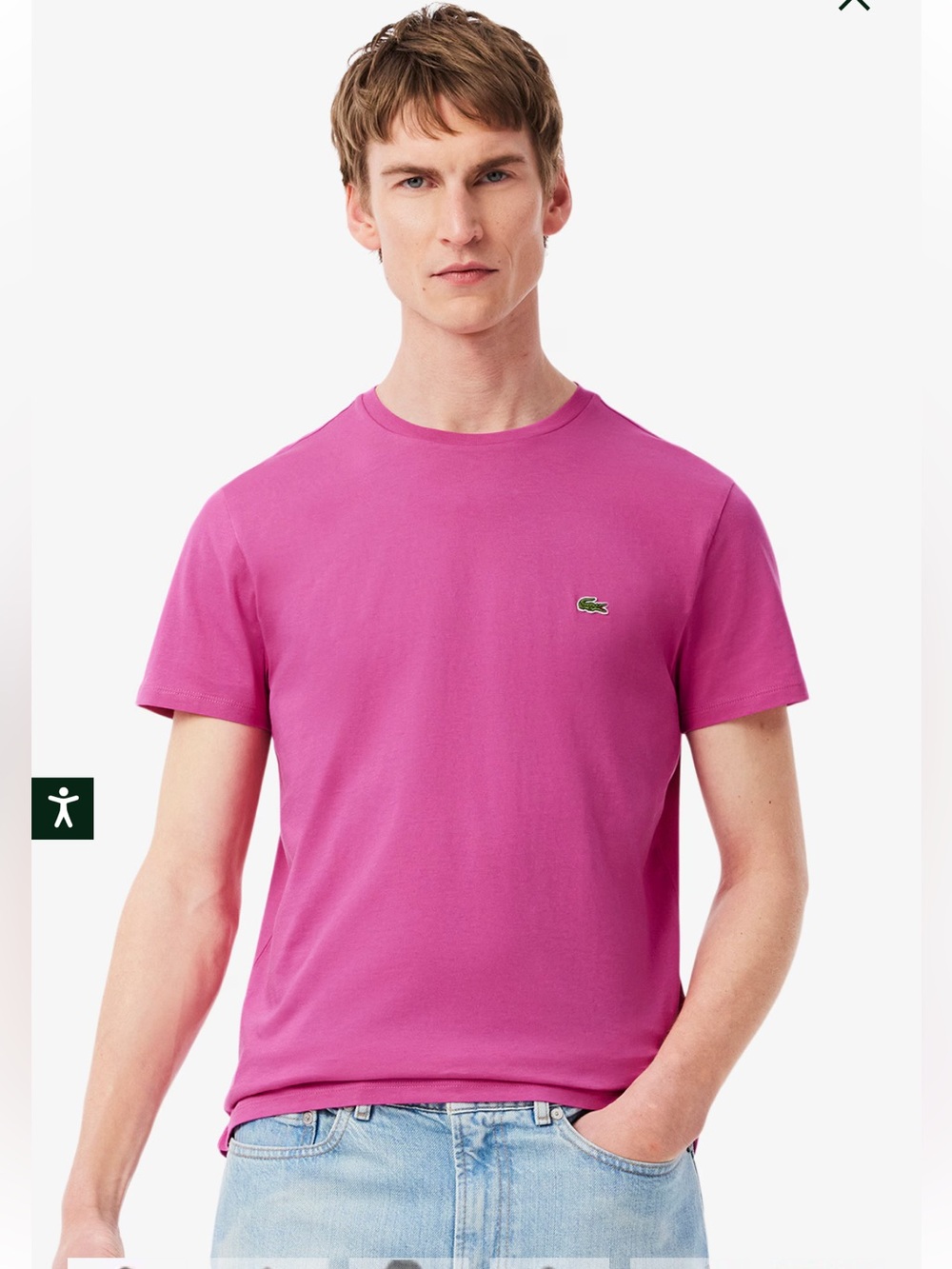 Lacoste Men's Crew Neck Pima Cotton Jersey T-Shirt in Fuscia